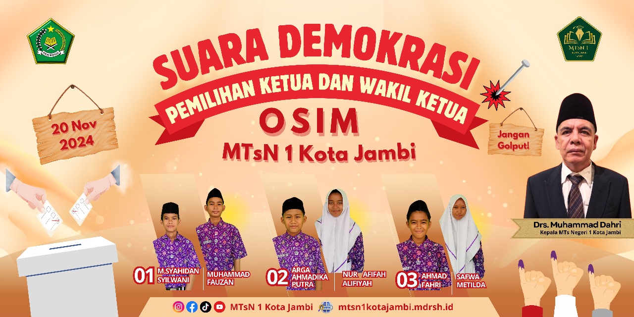 Pemilihan Ketua OSIM MTs Negeri 1 Kota Jambi sebagai Implementasi P5RA Tema Suara Demokrasi