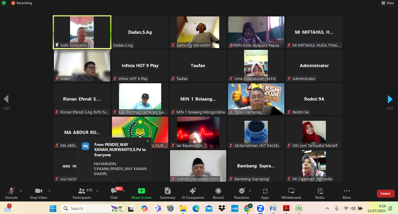 Pemantapan MATSAMA, Panitia ikuti zoom Kementerian Agama RI