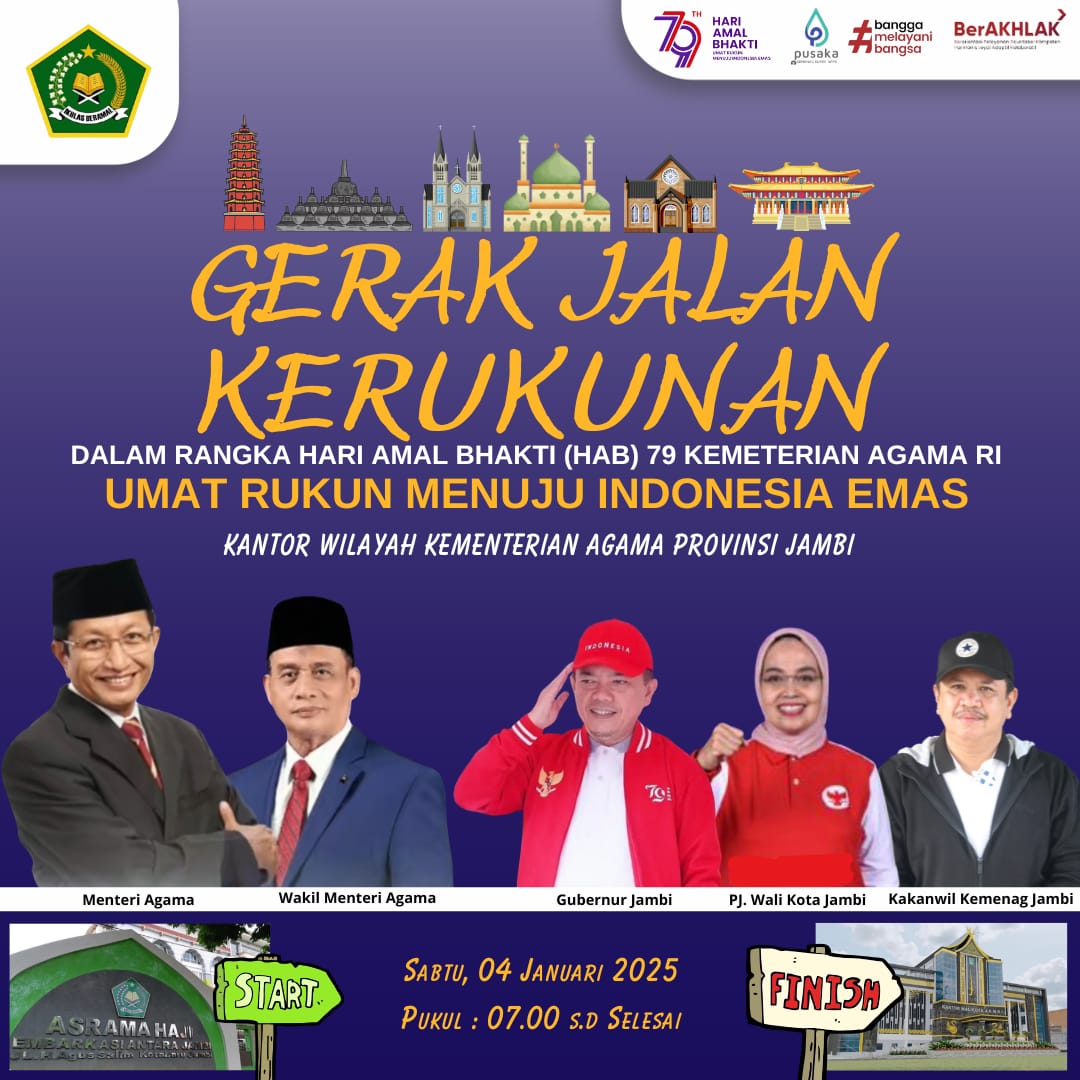 Gerak Jalan Kerukunan HAB ke 79 Kemenag Kota Jambi 