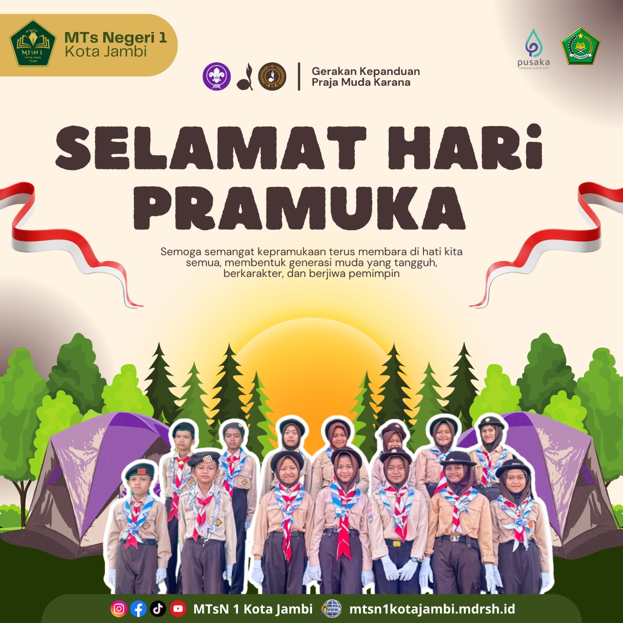 MTs Negeri 1 Kota Jambi Gelar Upacara Hari Pramuka, Tanamkan Jiwa Kesatria